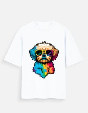 Color Splash Puppy Oversized T-Shirt