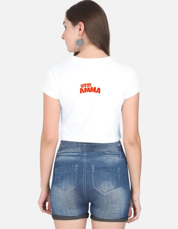img_6b2d98f9915063.jpg UY!!!! AMMA Women's Graphic Crop Top | Funny South Indian Quote T-Shirt